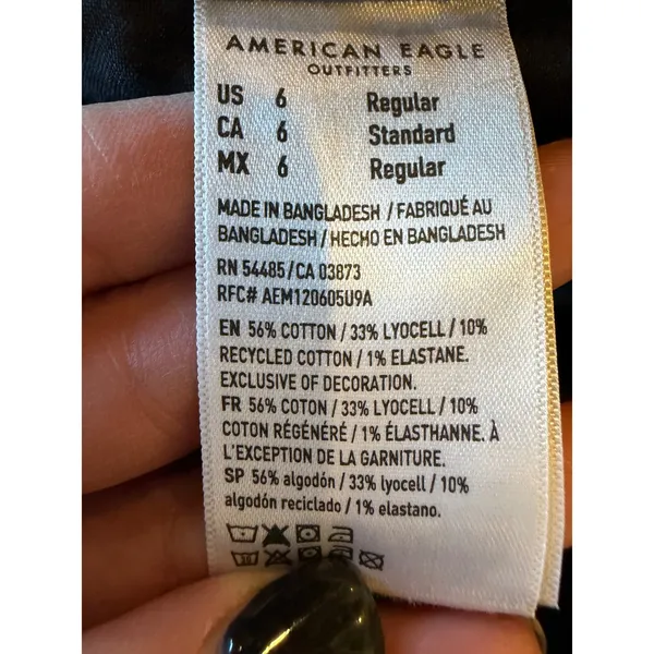 American Eagle Jeans Women 6 Washed Black Mom Jeans Straight Distressed Stretch‎ - Image 8