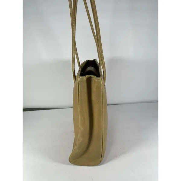 Nine West Vintage Shoulder Bag Tote Purse Tan Faux Leather Y2K Medium Double Str - Image 2
