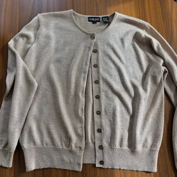 90s Vintage Jeanne Pierre Gold Metallic Shimmer Button Cardigan Top Petite Small - Image 10