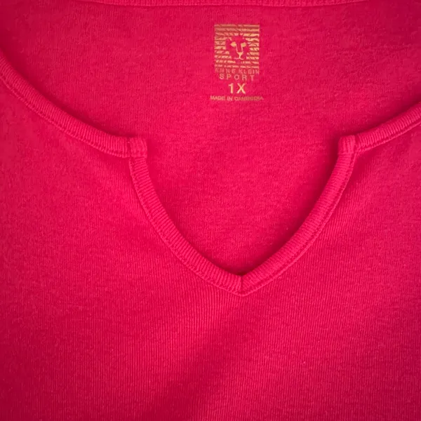 NWT Sport Fuchsia Short Sleeve Tee Split Neckline and Curved Hem 1X - Image 3