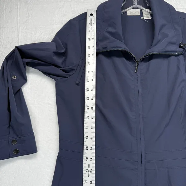 Zenergy by Chico's Trench Coat Lightweight Full Zip Jacket Blue Size‎ S READ - Image 3