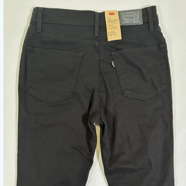 Levi's 721 Womens 8 Long 29x32 Black Distressed High Rise Skinny Jeans NWT - Image 6