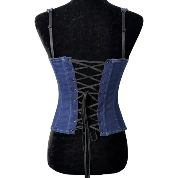 Frederick's of Hollywood Jean Denim Y2K Style Corset Top Size Medium - Image 6