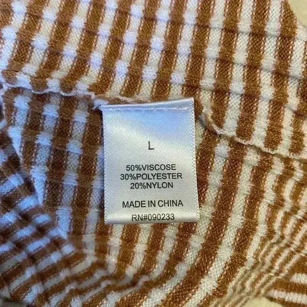 LA Hearts Womens Brown White Striped‎ Ribbed V-Neck Cropped Sweater Large - Image 4