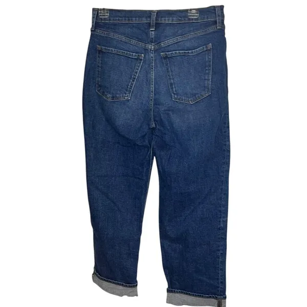 Old Navy Women's‎ 8 Jeans Sky High Straight Extra High Waisted Denim Blue Rolled - Image 3