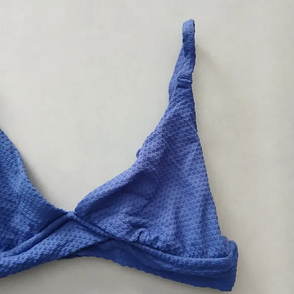 Blue Y2K Swim Resort Beach Vacation‎ Grunge Tropical Goth Bikini Top Large - Image 4