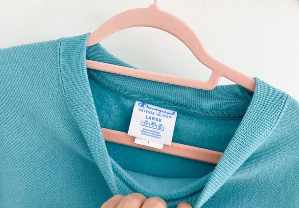 Urban Outfitters Champion Teal Pink Script Logo Crewneck Sweatshirt - Image 3