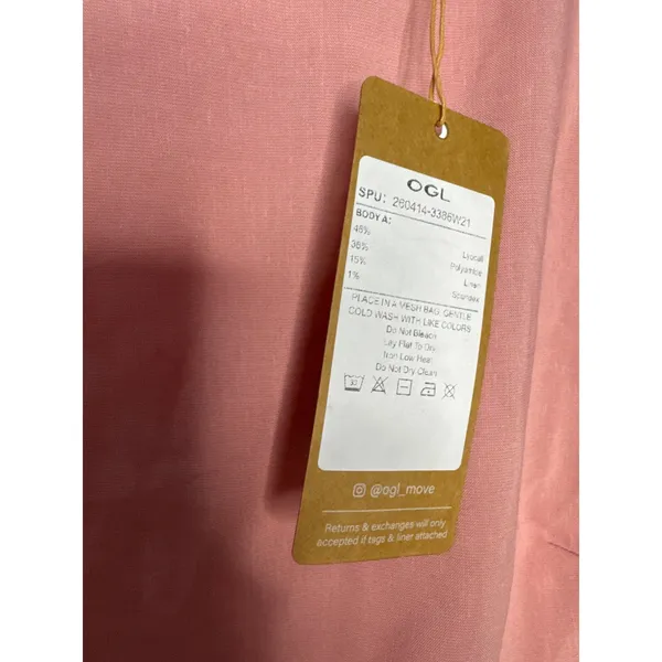 OGL Women Pink Lyocell Linen Blend Boatneck Waist Defined Asymmetric Top M - Image 3