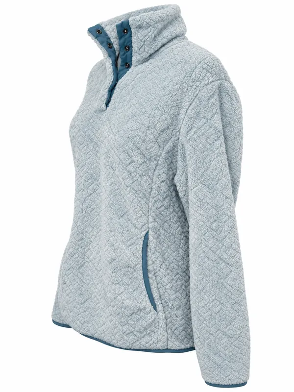 Eddie Bauer Light Blue Sherpa Fleece Snap Neck Pullover Small - Image 2