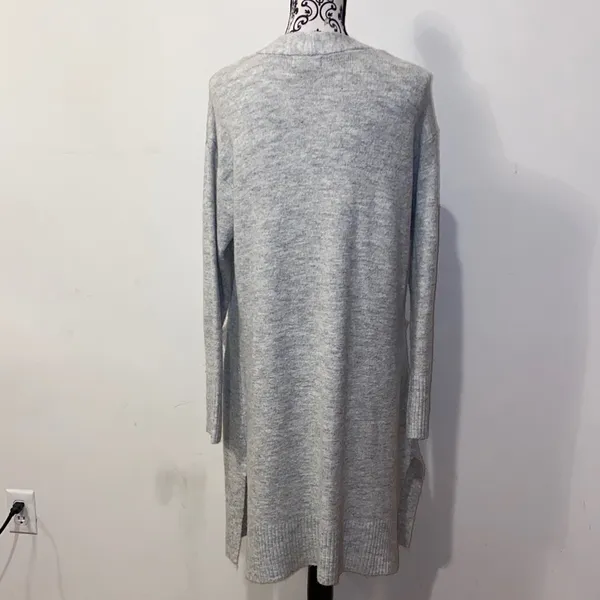 a.n.a Heather Gray Long Duster Cardigan Sweater W Front Pockets Size Medium - Image 8