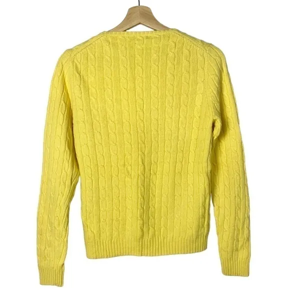 J. Crew Bright Yellow Crewneck Cable‎ Knit Sweater XS - Image 2