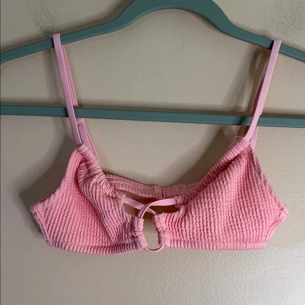 aerie Pink Ribbed Tie-Side Bikini Set - Image 2