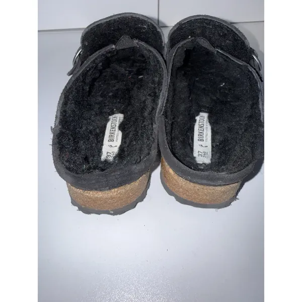 Birkenstock Buckley Shearling Suede Leather Tan Brown Slip On Clog Mule Sandal L - Image 6
