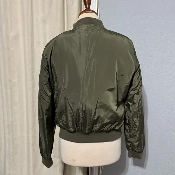 Ambiance Outerwear Woman Army Green Puffer Zip‎ Up Jacket Size Large Pocket - Image 6