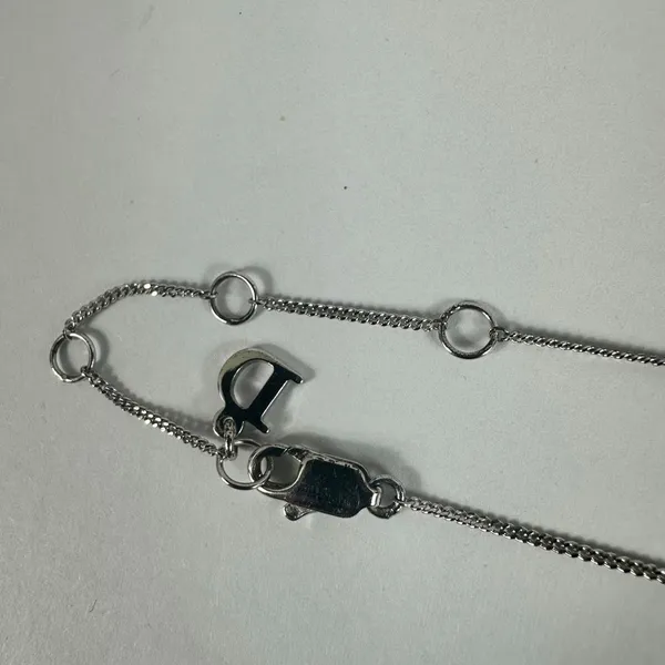 Christian Dior Letter “D” Y-Drop Silver Tone Rhinestone Pendant Necklace - Image 10