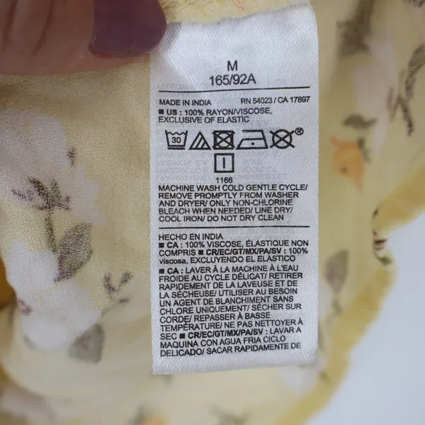 Old Navy Yellow Floral Rayon Mini Sundress Smocked Back Medium - Image 4