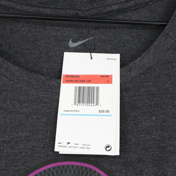 Nike Womens New York Mets MLB Graphic T-Shirt Charcoal Grey Pink Logo Large NEW - Image 4