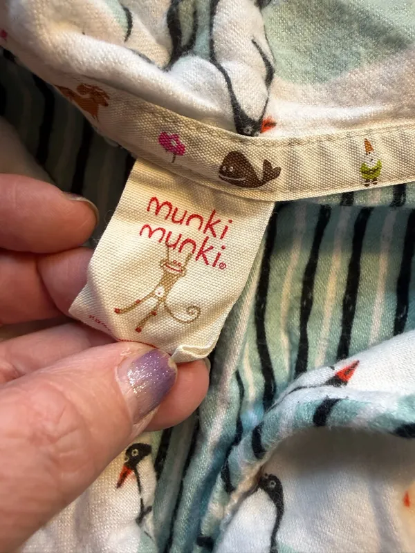 Munki Munki White Mint Green Penguin PJ Top Size M Medium Flannel - Image 6