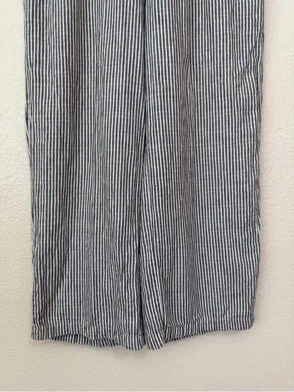 Old Navy Linen Cotton Blend High-Waisted Striped Wide-Leg Pants, Sz Large - Image 4