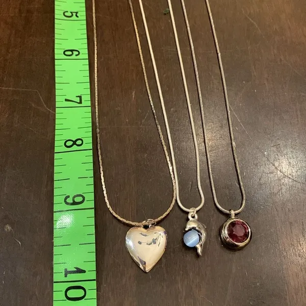 3 dainty necklaces dolphin heart purple circle - Image 3