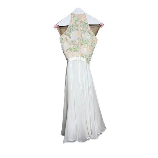Sherri Hill Floral Beaded Mini Dress – Beaded Bodice, Chiffon Skirt, Size 2 - Image 5