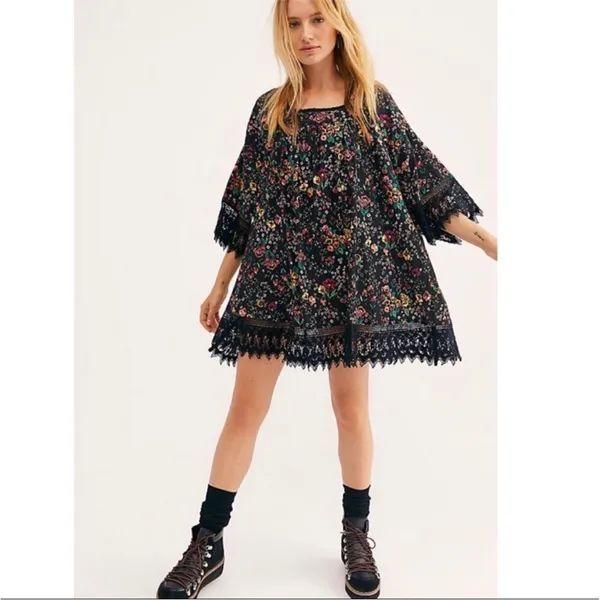 Free People It’s Necessary floral tunic mini dress - Image 2