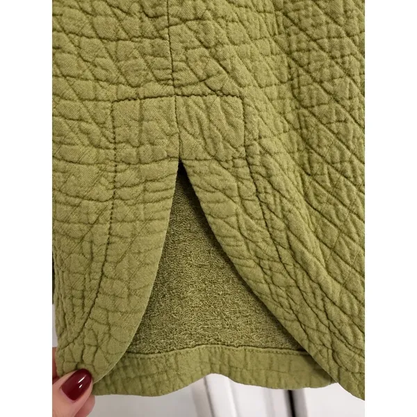 Madewell Diamond Jacquard Quilted Shirt Jacket Green Cotton Shacket XXS - Image 3