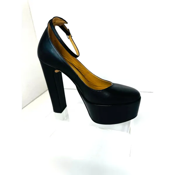 Tony Bianco Jaguar Black Como Leather Platform Ankle Strap Pumps Size 7 - Image 2