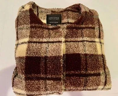 Plaid Snap Button Sherpa Teddy Jacket/ Coat - Image 14