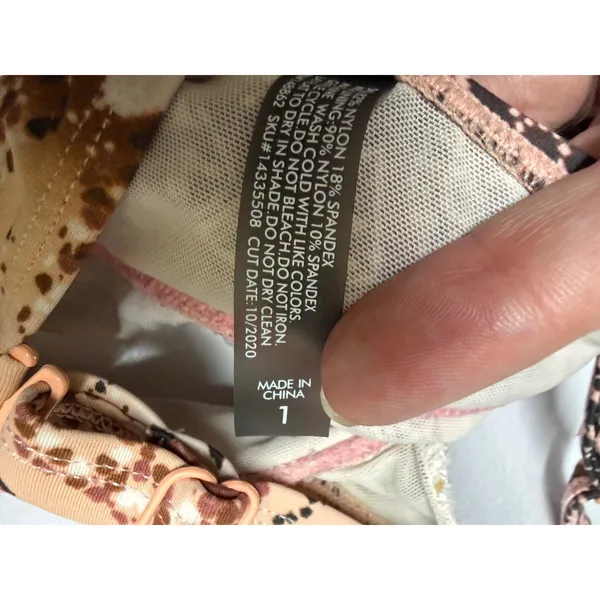 Torrid Bikini Top 1X 14 16 Pink Brown Patchwork Paisley Floral Wireless Swim - Image 6
