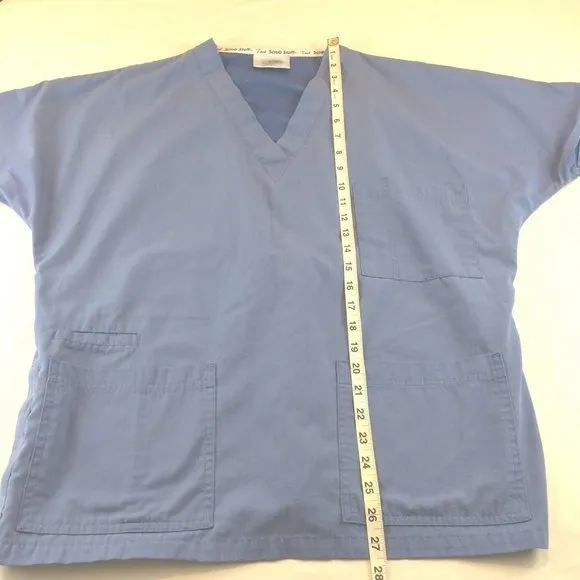 Medical Uniform Scrub Size Medium Stuff Tech Top Blue Short Sleeve Unisex - Image 12