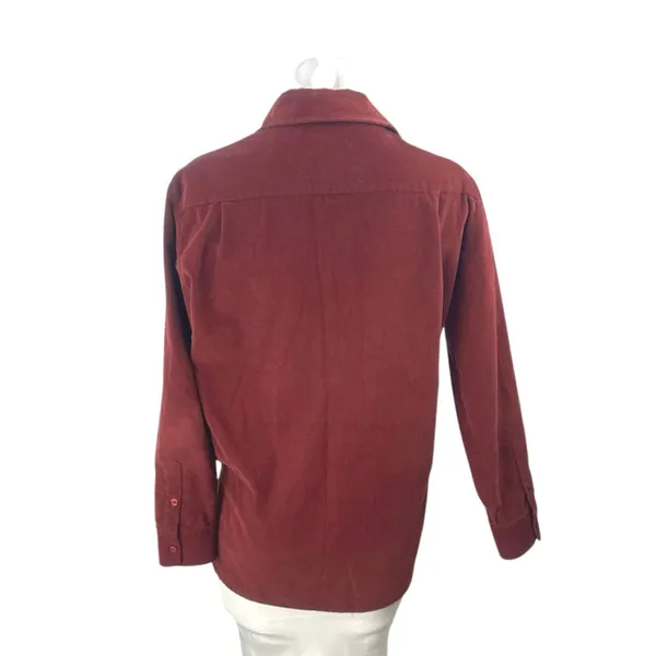 Beymen Club Red Maroon Corduroy Sequin Embroidered Duck Button Up Shirt Size XS - Image 3