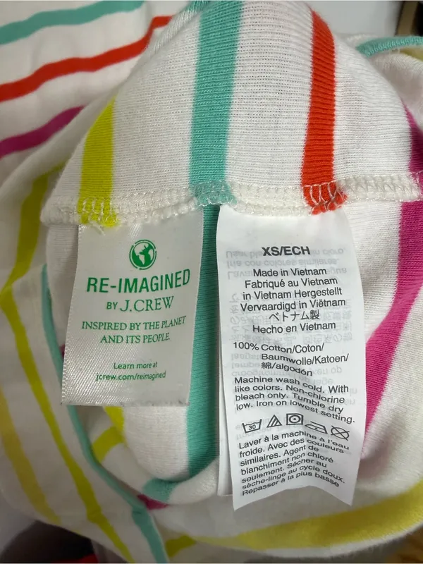 J. Crew Women’s White Multi-Stripe Short Sleeve Tee - Image 3