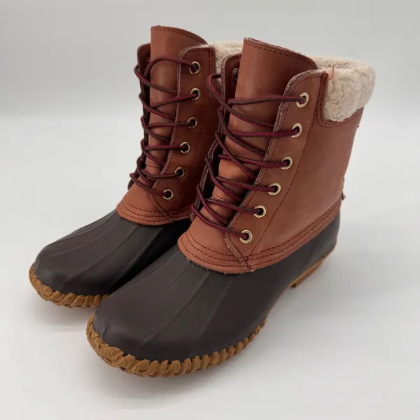 Tommy‎ Hilfiger Women's TW Russel Duck Boots Fur Lined Leather Brown 6 Snow Rain - Image 2