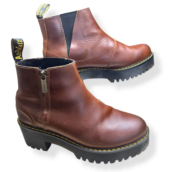 Dr. Martens Rometty II Leather Brown Platform Chelsea Punk Chic Grunge Womens 8 - Image 2