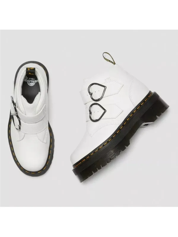 Dr. Martens AirWair Devon Heart White Leather Platform Boots size 5 - Image 3