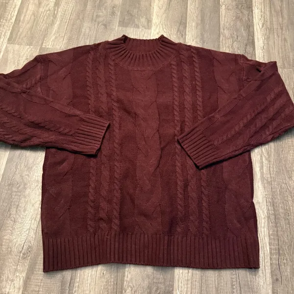 SHEIN Burgundy Cable Knit Sweater Lounge Set - Image 2