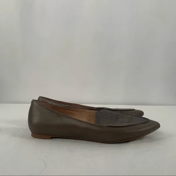 Madewell Calf Hair Pointed Toe Slip On Loafers in Grey‎ Size 8 - Image 3