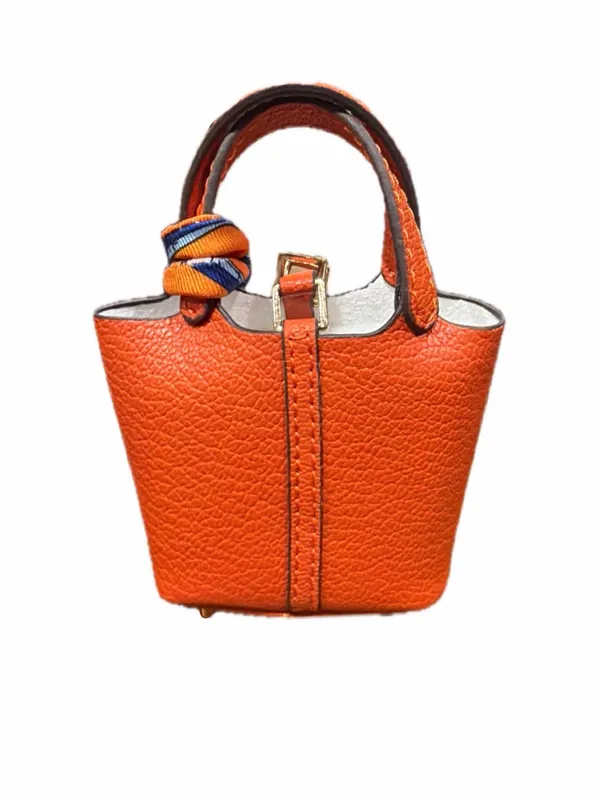 NWOT Mini Bucket Picotin Lock Style Purse/Keychain Orange - Image 3