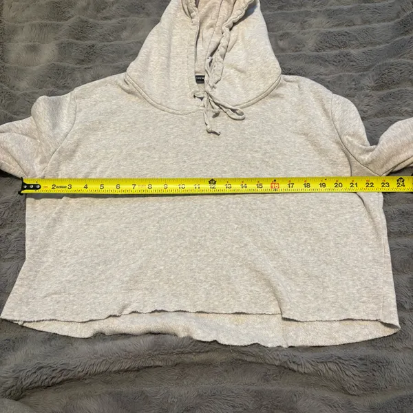 Brandy Melville Gray Cropped Hoodie Raw Hem Oversized - Image 7