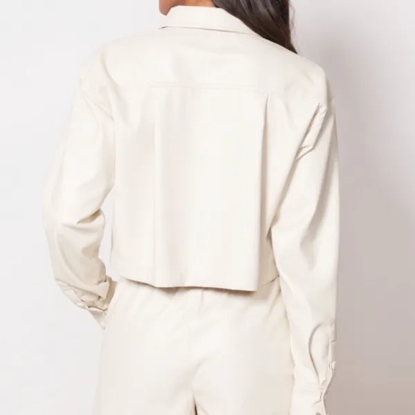 Good American | NWT Better Than Leather Faux Cropped Shacket Jacket, Size‎ 1 - Image 2