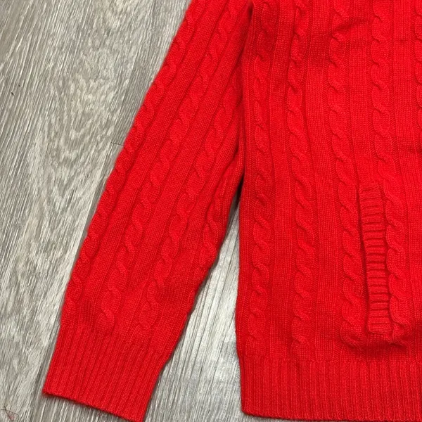 Ralph Lauren L-RL Red Cashmere Cable Knit Full Zip Cardigan Sweater 1X Preppy - Image 7