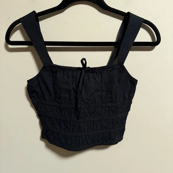 NWT Aritzia Sunday Best Martine Poplin Top Black- Size Small - Image 4