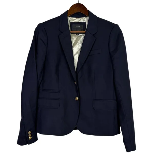 J. Crew Schoolboy Long Sleeve Wool Blend Lined Gold Buttons Blazer 4 Navy Blue - Image 15