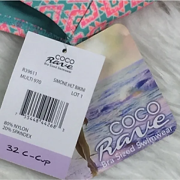 NEW Coco Rave Simone Halter Bikini Top Size 32 C Cup Underwire Multicolor - Image 5