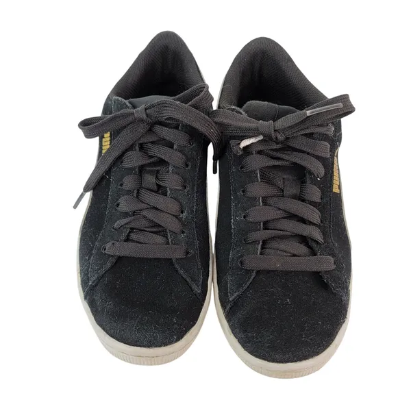 Puma Vikky Womens Size 7‎ Black Low Top Sneakers Suede Shoes 362624-02 - Image 3