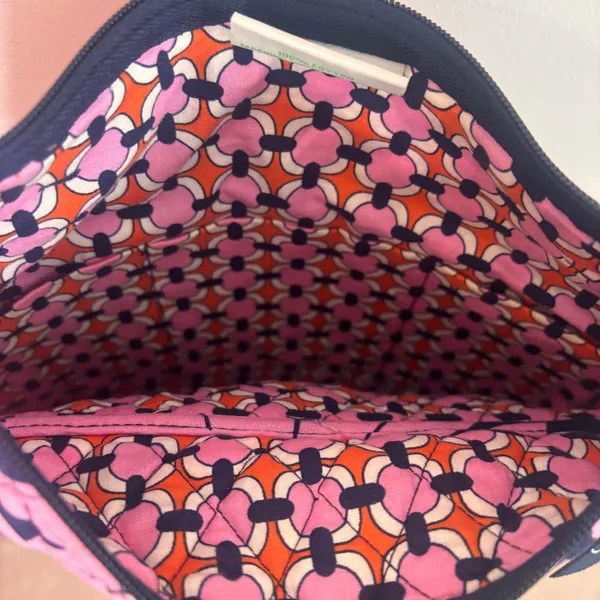 Vera Bradley Purse Crossbody‎ Blue Pink Floral Quilted Zip - Image 8