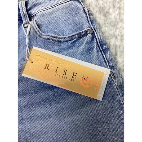 Risen Jeans Womens Light Wash Cuffed High Rise Denim Shorts RDS6155SZ Size L - Image 3