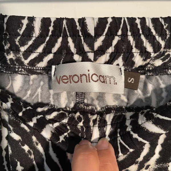 Veronica M Black White Abstract Print Jogger Pants Women's Size S Elastic‎ Waist - Image 5