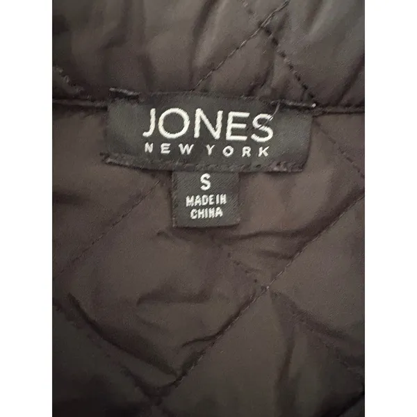 Jones New York Black Quilted Jacket Coat Collared Button Up‎ Padded Classic - Image 4